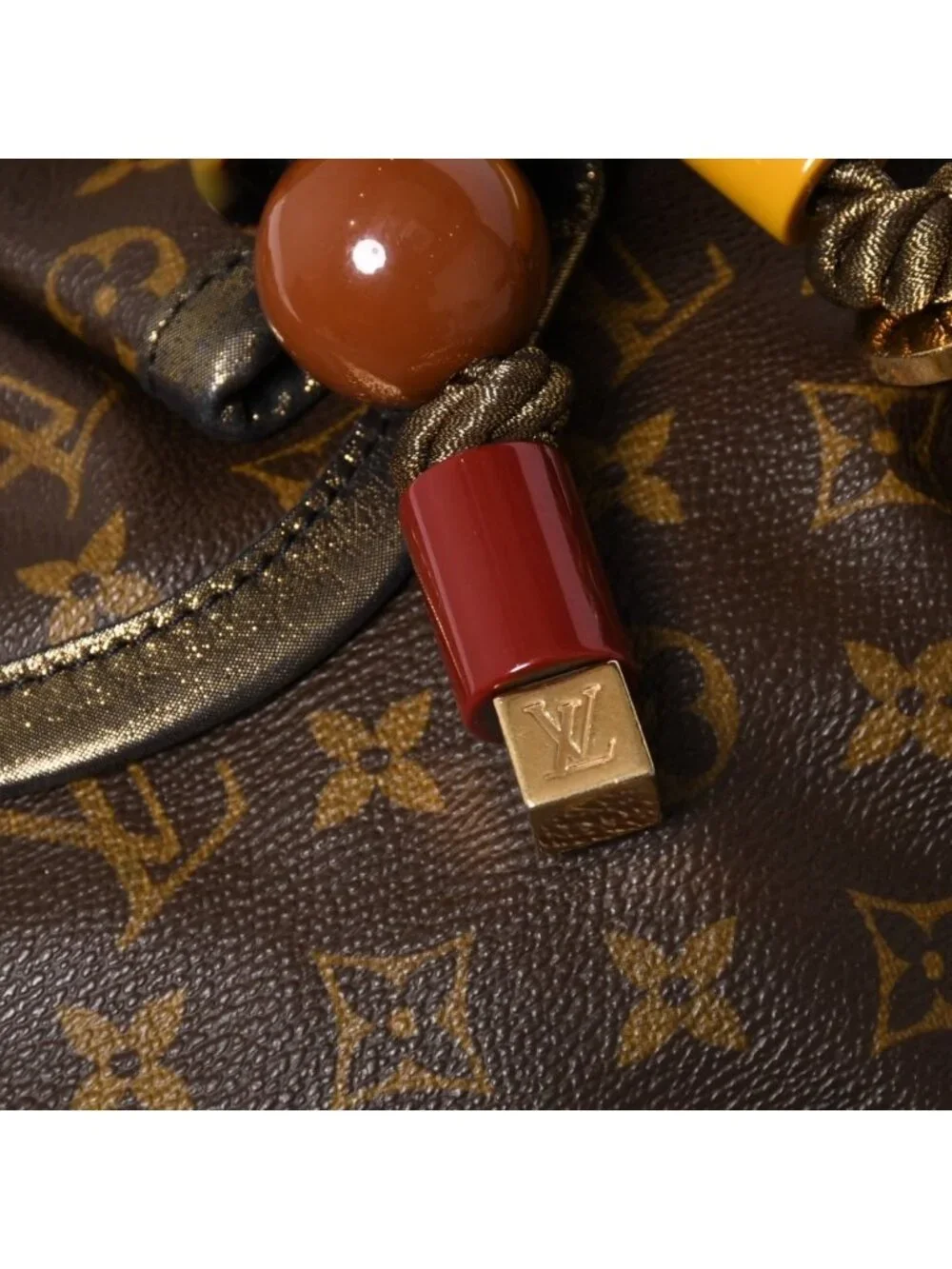 Louis Vuitton Monogram Kalahari PM Handbag Canvas Vachetta Leather Drawstring